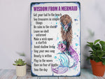 Load image into Gallery viewer, Wisdom From A Mermaid Metal Sign Beach Nautical Art Mermaid Tin Mermaid Lover Gift