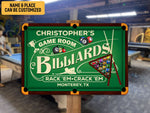 Load image into Gallery viewer, Personalized Game Room Billiards Metal Sign Billiards Sign Custom Gift for Billiards Player