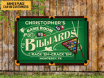 Load image into Gallery viewer, Personalized Game Room Billiards Metal Sign Billiards Sign Custom Gift for Billiards Player