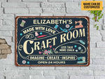 Load image into Gallery viewer, Personalized Craft Room Metal Sign Made With Love Imagine Create Inspire She Shed Sign Gift for Her