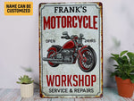 Load image into Gallery viewer, Personalized Motorcycle Workshop Metal Sign Custom Motorcycle Garage Sign Classic Motorbike Biker Gift