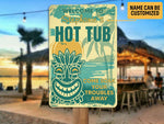 Load image into Gallery viewer, Personalized Tiki Bar Metal Sign, Tiki Bar Sign, Welcome To Hot Tub Sign, Beach Tiki Plaque, Pub Decor, Lounge Decor, Outside Decor Gift
