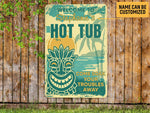 Load image into Gallery viewer, Personalized Tiki Bar Metal Sign, Tiki Bar Sign, Welcome To Hot Tub Sign, Beach Tiki Plaque, Pub Decor, Lounge Decor, Outside Decor Gift