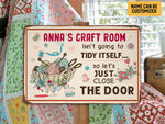 Load image into Gallery viewer, Custom Name Craft Room Metal Sign Vintage Craft Room Sign Sewing Quilting Knitting Lover Gift