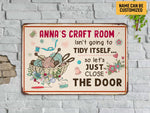 Load image into Gallery viewer, Custom Name Craft Room Metal Sign Vintage Craft Room Sign Sewing Quilting Knitting Lover Gift