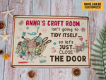 Load image into Gallery viewer, Custom Name Craft Room Metal Sign Vintage Craft Room Sign Sewing Quilting Knitting Lover Gift