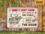 Load image into Gallery viewer, Custom Name Craft Room Metal Sign Vintage Craft Room Sign Sewing Quilting Knitting Lover Gift