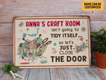 Load image into Gallery viewer, Custom Name Craft Room Metal Sign Vintage Craft Room Sign Sewing Quilting Knitting Lover Gift
