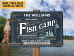 Load image into Gallery viewer, Personalized Fish Camp Metal Sign Art Fishing Lover Gift Welcome Tin Plaque Camp Sign Gift for Fisherman