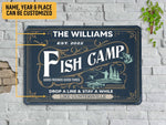 Load image into Gallery viewer, Personalized Fish Camp Metal Sign Art Fishing Lover Gift Welcome Tin Plaque Camp Sign Gift for Fisherman