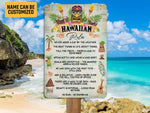 Load image into Gallery viewer, Tiki Mask Hawaiian Rules Metal Sign Welcome Hawaiian Sign Summer Tropical Beach Tiki Bar Decor Tiki Lounge Decor Inspirational Wall Art Gift