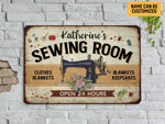 Load image into Gallery viewer, Personalized Sewing Room Metal Sign, Classic Sewing Sign, Custom Gift for Seamstress Tailor