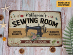 Load image into Gallery viewer, Personalized Sewing Room Metal Sign, Classic Sewing Sign, Custom Gift for Seamstress Tailor