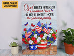 Load image into Gallery viewer, Floral God Bless America Home Sweet Home Custom Metal Sign Welcome 4th of July Patriot Day Sign Gift