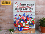 Load image into Gallery viewer, Floral God Bless America Home Sweet Home Custom Metal Sign Welcome 4th of July Patriot Day Sign Gift