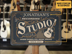 Load image into Gallery viewer, Personalized Guitar Recording Studio Metal Sign, Custom Music Studio Metal Art Sign, Gift for Guitarist