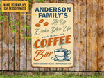 Load image into Gallery viewer, Personalized Family Coffee Bar Metal Sign Art, Home Bar Sign Tin Plaque, Coffee Lover Gift