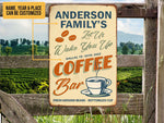 Load image into Gallery viewer, Personalized Family Coffee Bar Metal Sign Art, Home Bar Sign Tin Plaque, Coffee Lover Gift