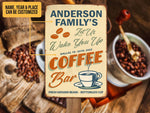Load image into Gallery viewer, Personalized Family Coffee Bar Metal Sign Art, Home Bar Sign Tin Plaque, Coffee Lover Gift