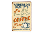 Load image into Gallery viewer, Personalized Family Coffee Bar Metal Sign Art, Home Bar Sign Tin Plaque, Coffee Lover Gift
