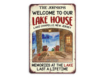Load image into Gallery viewer, Personalized Lake House Metal Sign Art Custom Name Location & Time Welcome Lake Sign Tin Plaque Gift for Family