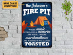 Load image into Gallery viewer, Personalized Fire Pit Metal Sign Art Welcome Campsite Sign Tin Plaque Camp Sign Camping Gift for Family