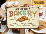 Load image into Gallery viewer, Personalized Bakery Metal Sign, Bakery Sign Tin Plaque, Baking Gift for Baker