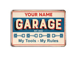 Load image into Gallery viewer, Personalized My Tools My Rules Garage Metal Sign, Mechanic Garage Sign Art, Custom Gift