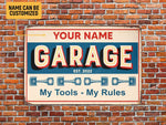 Load image into Gallery viewer, Personalized My Tools My Rules Garage Metal Sign, Mechanic Garage Sign Art, Custom Gift