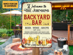Load image into Gallery viewer, Personalized Backyard Bar Metal Sign, Beer Wine Shots Bar Sign, Custom Gift, Drinking Lover Gift