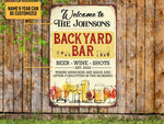 Load image into Gallery viewer, Personalized Backyard Bar Metal Sign, Beer Wine Shots Bar Sign, Custom Gift, Drinking Lover Gift