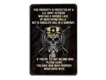 Load image into Gallery viewer, Custom Name U.S. Army Veteran Property Welcome Metal Sign, Military Skull Art Veteran's Day Gift