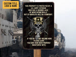 Load image into Gallery viewer, Custom Name U.S. Army Veteran Property Welcome Metal Sign, Military Skull Art Veteran's Day Gift