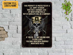 Load image into Gallery viewer, Custom Name U.S. Army Veteran Property Welcome Metal Sign, Military Skull Art Veteran's Day Gift