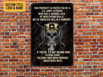 Load image into Gallery viewer, Custom Name U.S. Army Veteran Property Welcome Metal Sign, Military Skull Art Veteran's Day Gift