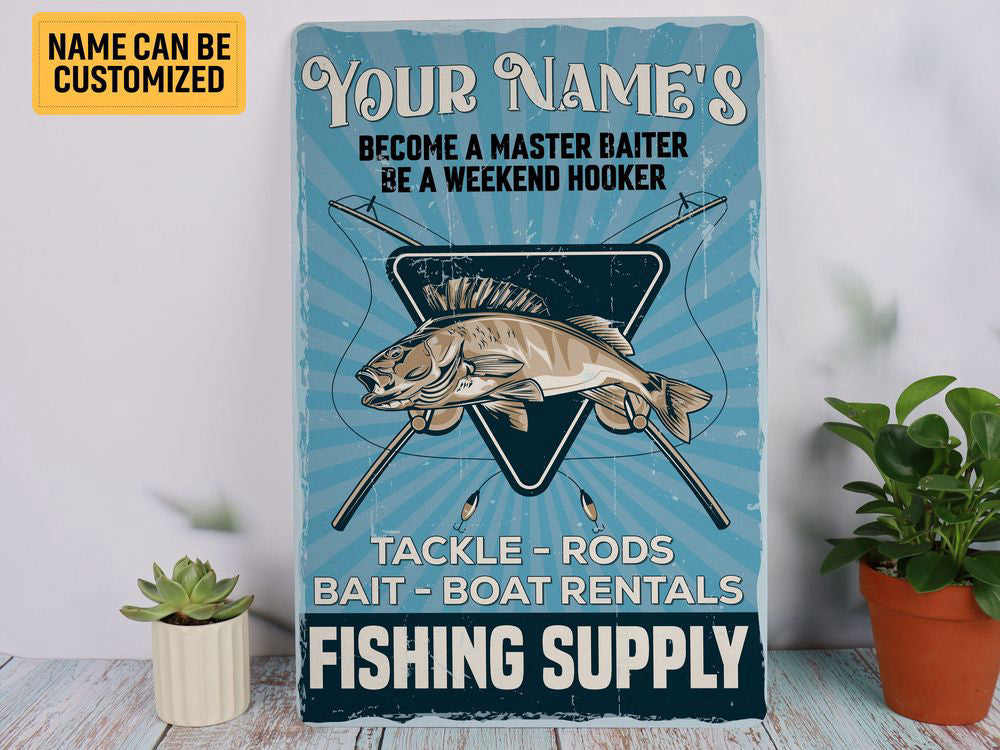 Personalized Bait Shop Metal Sign Fishing Supply Shop Sign Custom Gift For Shop Owner