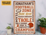 Load image into Gallery viewer, Personalized Football Zone Metal Sign American Football Sign Football Season Motivational Gift for Football Player Football Lover Room Decor
