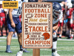 Load image into Gallery viewer, Personalized Football Zone Metal Sign American Football Sign Football Season Motivational Gift for Football Player Football Lover Room Decor