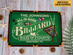 Load image into Gallery viewer, Personalized All-in Game Billiard Metal Sign Rules Of Etiquette Billiards Sign Billiards Lover Gift Custom Pool Club Decor Game Room Decor