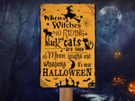 Load image into Gallery viewer, Witch Black Cat Moon Halloween Metal Sign Witchcraft Witchery Art   Gift Bewitching Halloween Sign Spooky Season Party Halloween Decor