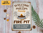 Load image into Gallery viewer, Personalized Fire Pit Metal Sign Welcome Camping Sign Camp Tin Sign Camping Lover Gift for Family