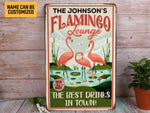 Load image into Gallery viewer, Personalized Flamingo Lounge Metal Sign Flamingo Sign Best Drinks In Town Pool Sign Tin Plaque Beach Lounge Decor Patio Decor Poolside Decor