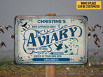 Load image into Gallery viewer, Personalized Aviary Metal Sign Custom Aviary Sign Welcome Birds Sign Classic Enter At Your Own Risk Gift Aviary Decor Bird House Decor