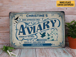 Load image into Gallery viewer, Personalized Aviary Metal Sign Custom Aviary Sign Welcome Birds Sign Classic Enter At Your Own Risk Gift Aviary Decor Bird House Decor