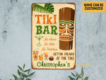 Load image into Gallery viewer, Personalized Tiki Bar Metal Sign, Tiki Bar Sign, Tropical Cocktail Tiki Plaque, Custom Gift, Pub Decor