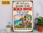 Load image into Gallery viewer, Personalized Beach House Metal Sign Life Is Better On The Beach Welcome Sign Custom Gift