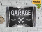 Load image into Gallery viewer, My Tools My Rules Personalized Garage Metal Sign His Place Garage Sign Metal Art He Shed Sign Gift for Him