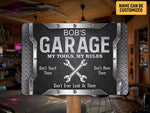 Load image into Gallery viewer, My Tools My Rules Personalized Garage Metal Sign His Place Garage Sign Metal Art He Shed Sign Gift for Him