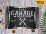 Load image into Gallery viewer, My Tools My Rules Personalized Garage Metal Sign His Place Garage Sign Metal Art He Shed Sign Gift for Him