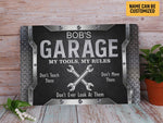 Load image into Gallery viewer, My Tools My Rules Personalized Garage Metal Sign His Place Garage Sign Metal Art He Shed Sign Gift for Him